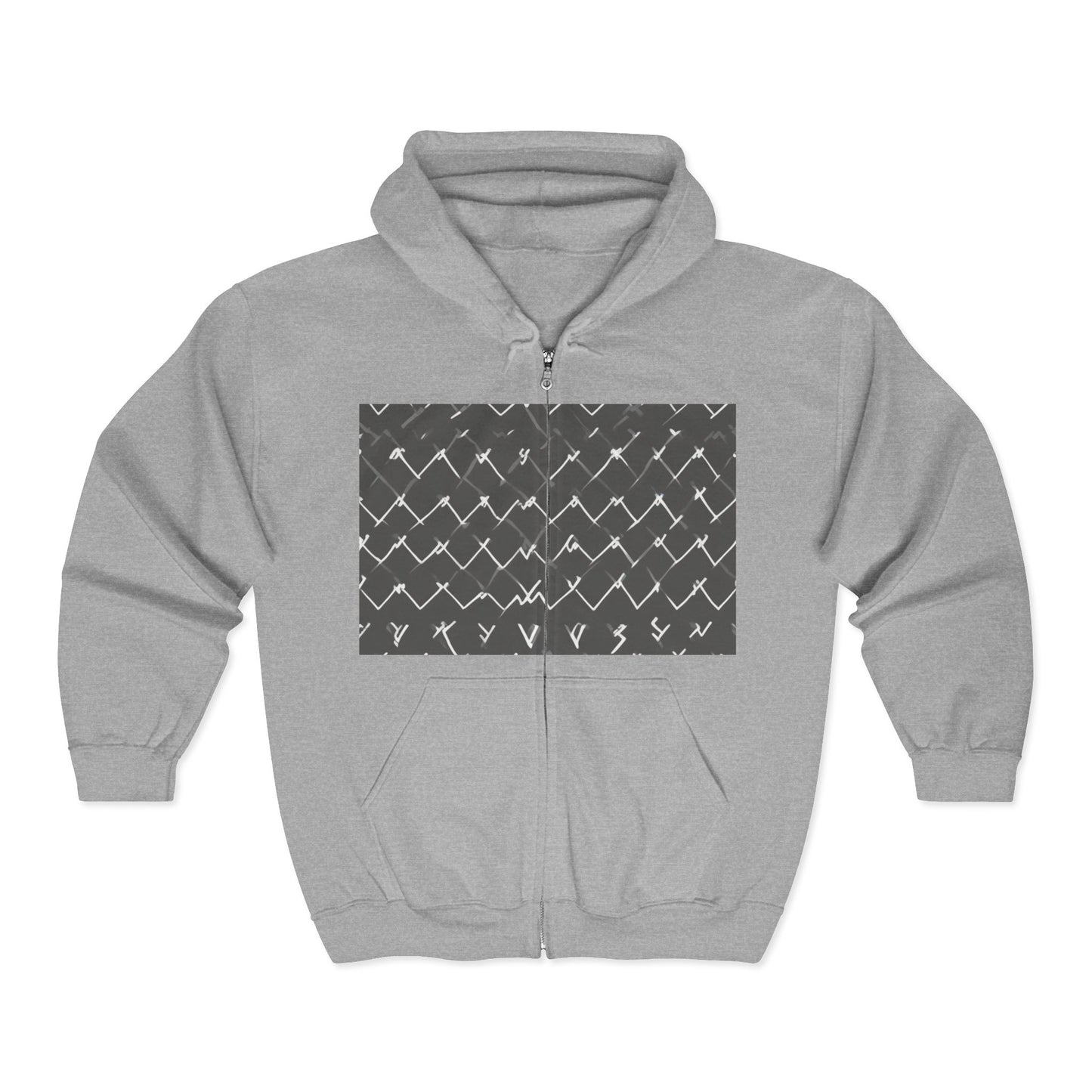 boostlete-am-crew-pattern-ekg-bold-0047 — Unisex Heavy Blend Full-Zip Hooded Sweatshirt