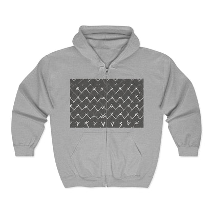 boostlete-am-crew-pattern-ekg-bold-0047 — Unisex Heavy Blend Full-Zip Hooded Sweatshirt