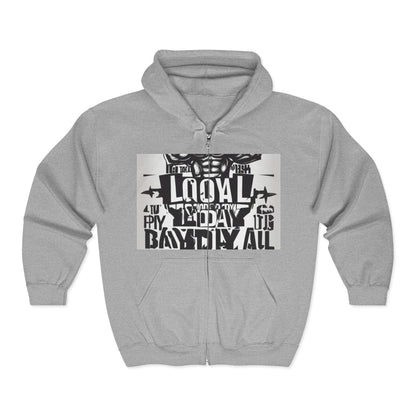 boostlete-mile-by-mile-type-leg-day-loyal-arc-industrial-0297 — Unisex Heavy Blend Full-Zip Hooded Sweatshirt