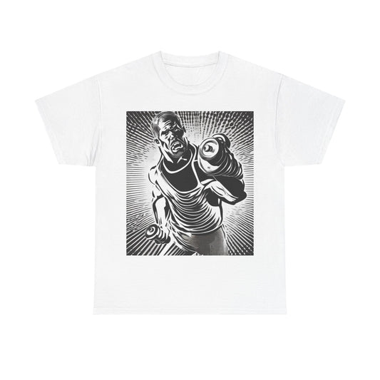 boostlete-pr-season-scene-lunge-halftone-engraved-0096 — Unisex Heavy Cotton Tee (Gildan 5000)