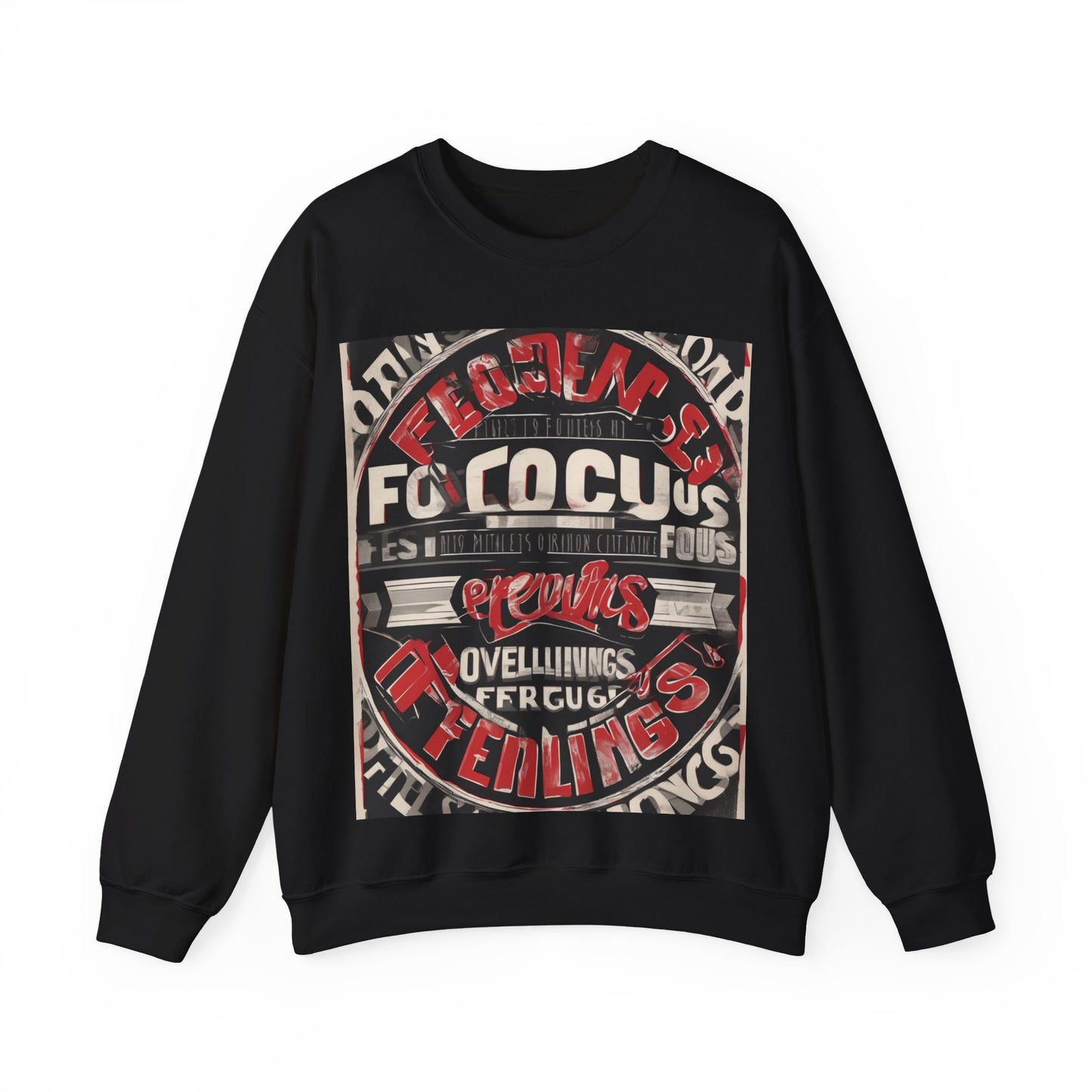 boostlete-mile-by-mile-type-focus-over-feelings-split-retro-0841 — Unisex Heavy Blend Crewneck (G18000)