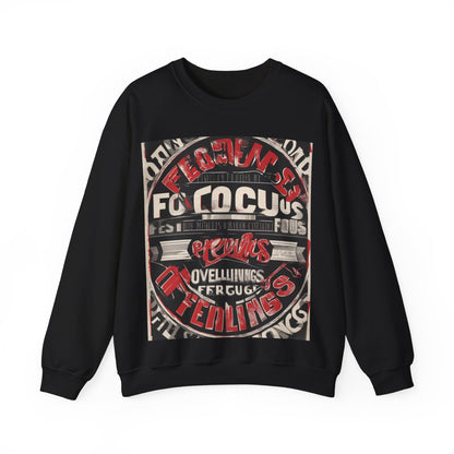 boostlete-mile-by-mile-type-focus-over-feelings-split-retro-0841 — Unisex Heavy Blend Crewneck (G18000)