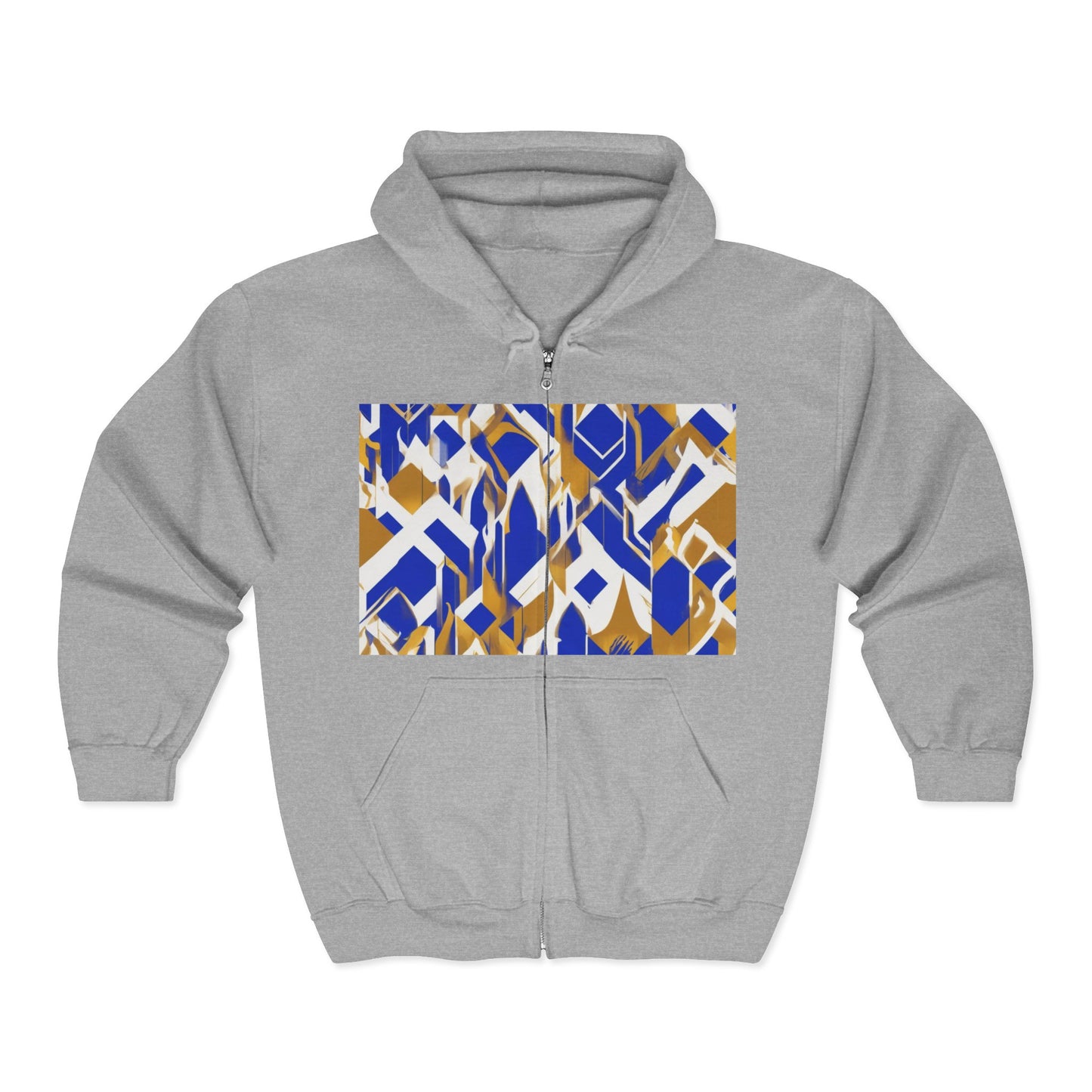 boostlete-field-day-icon-flame-glitch-geometric-0090 — Unisex Heavy Blend Full-Zip Hooded Sweatshirt