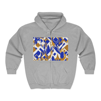 boostlete-field-day-icon-flame-glitch-geometric-0090 — Unisex Heavy Blend Full-Zip Hooded Sweatshirt