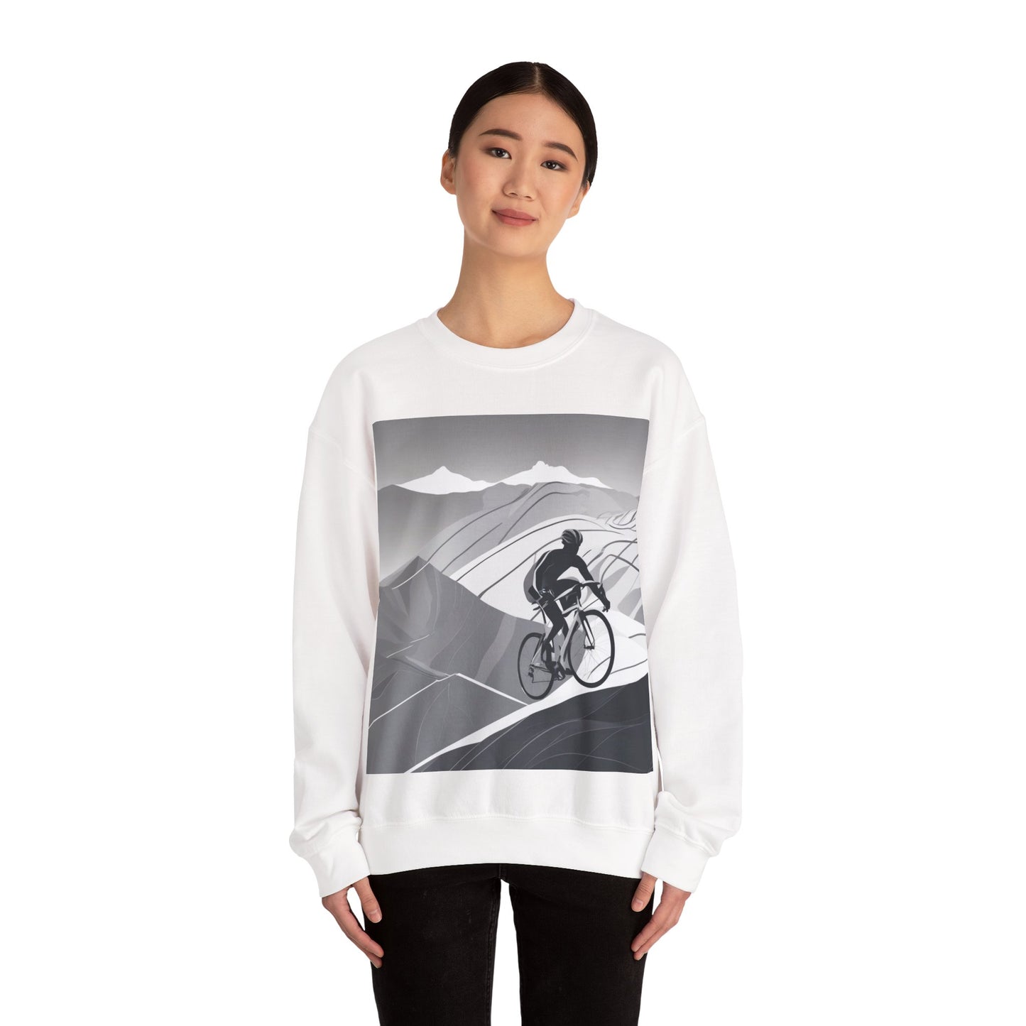 boostlete-recovery-progress-scene-cyclist-motion-vector-0808 — Unisex Heavy Blend Crewneck (G18000)