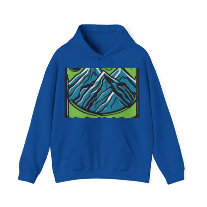 boostlete-pr-season-icon-mountain-grainy-badge-0154 — Unisex Heavy Blend Hooded Sweatshirt (Gildan)
