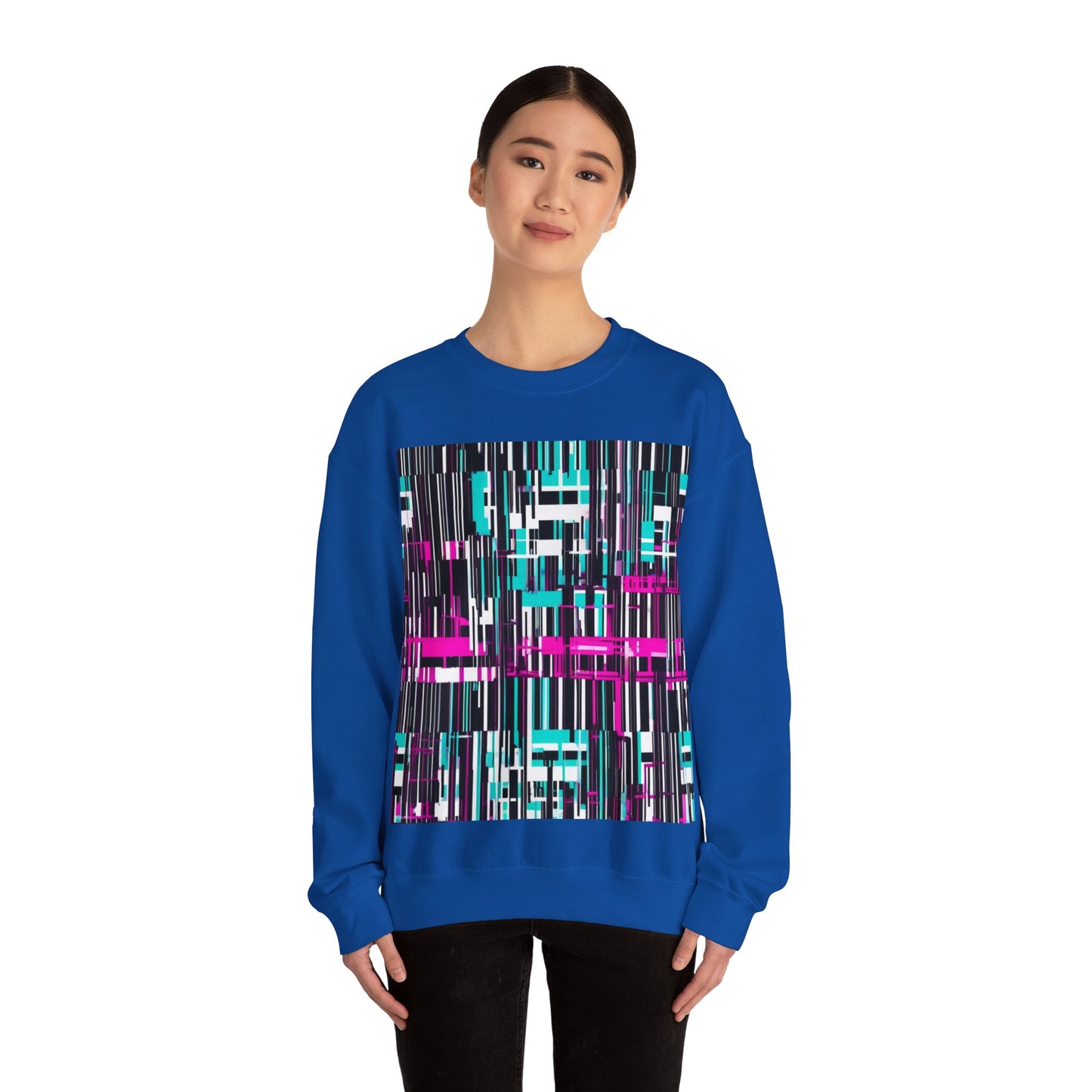 boostlete-am-crew-pattern-barcode-bold-0023 — Unisex Heavy Blend Crewneck Sweatshirt (Gildan)