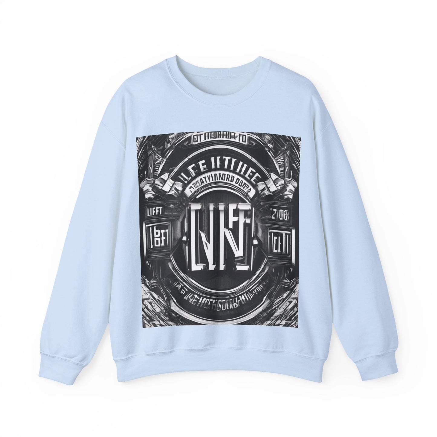 boostlete-am-crew-type-lift-the-standard-banner-engraved-0665 — Unisex Heavy Blend Crewneck (G18000)