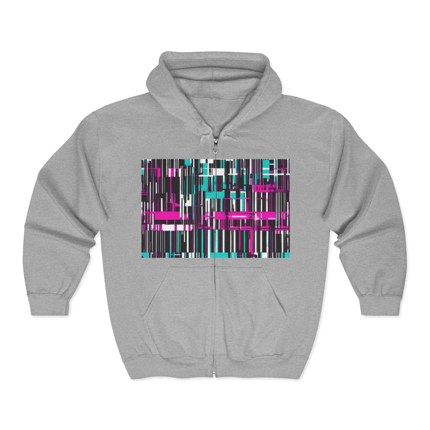 boostlete-am-crew-pattern-barcode-bold-0023 — Unisex Heavy Blend Full-Zip Hooded Sweatshirt