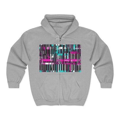 boostlete-am-crew-pattern-barcode-bold-0023 — Unisex Heavy Blend Full-Zip Hooded Sweatshirt