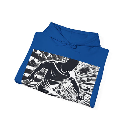 boostlete-field-day-scene-sprinter-halftone-athletic-0248 — Unisex Heavy Blend Hooded Sweatshirt (Gildan)