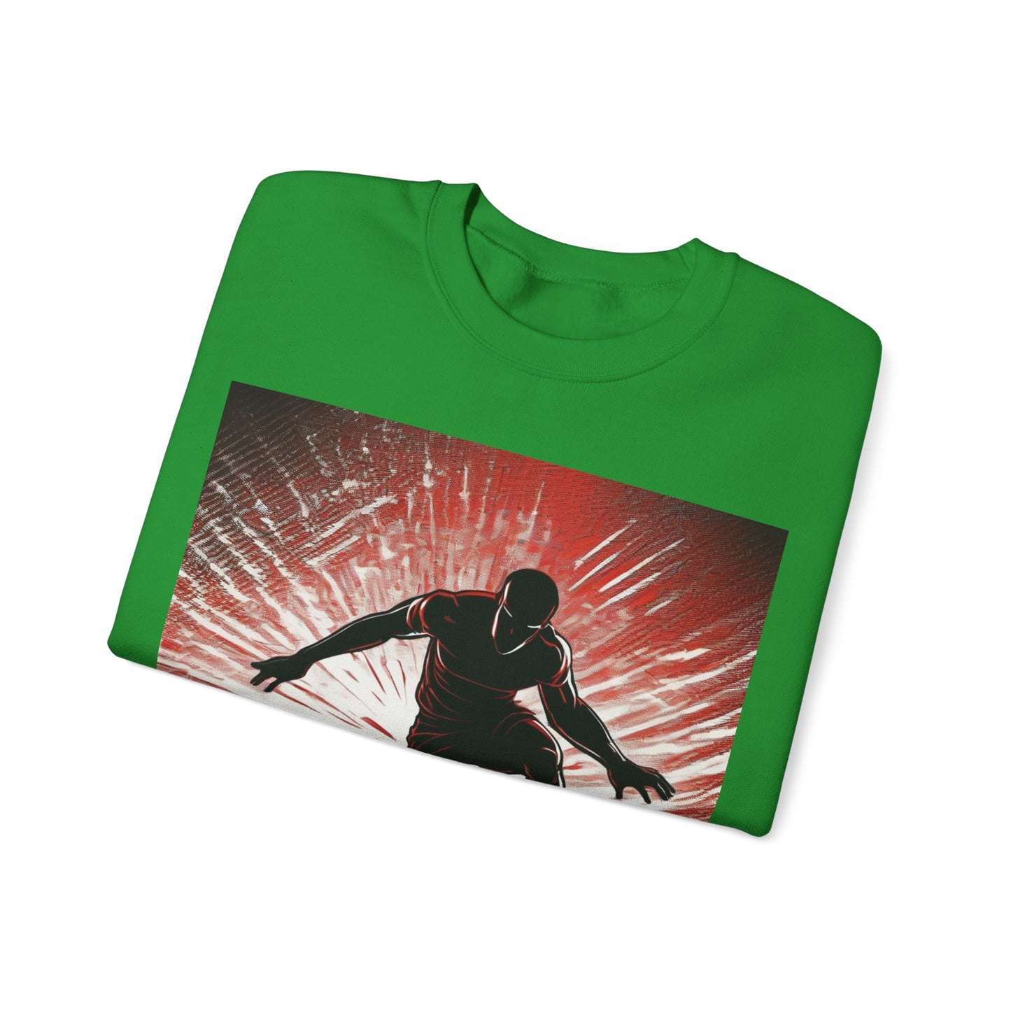 boostlete-recovery-progress-scene-hurdler-halftone-engraved-0212 — Unisex Heavy Blend Crewneck Sweatshirt (Gildan)