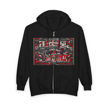 boostlete-iron-intent-type-sin-excusas-arc-retro-0157 — Unisex Heavy Blend Full-Zip Hooded Sweatshirt