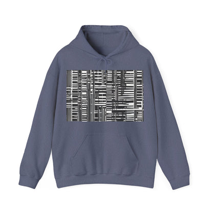 boostlete-iron-intent-pattern-barcode-line-art-0599 — Unisex Heavy Blend Hoodie (G18500)