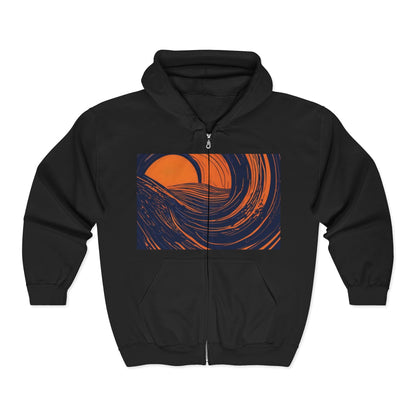 boostlete-rise-grind-icon-sunrise-speed-line-art-0202 — Unisex Heavy Blend Full-Zip Hooded Sweatshirt