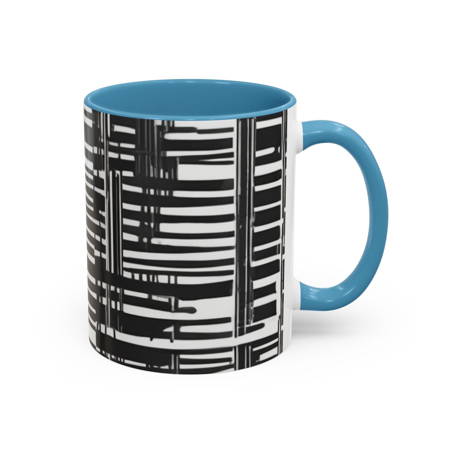 boostlete-iron-intent-pattern-barcode-line-art-0599 — Accent Mug 11/15oz