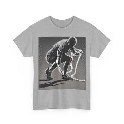 boostlete-recovery-progress-scene-runner-halftone-engraved-0068 — Unisex Heavy Cotton Tee (Gildan 5000)