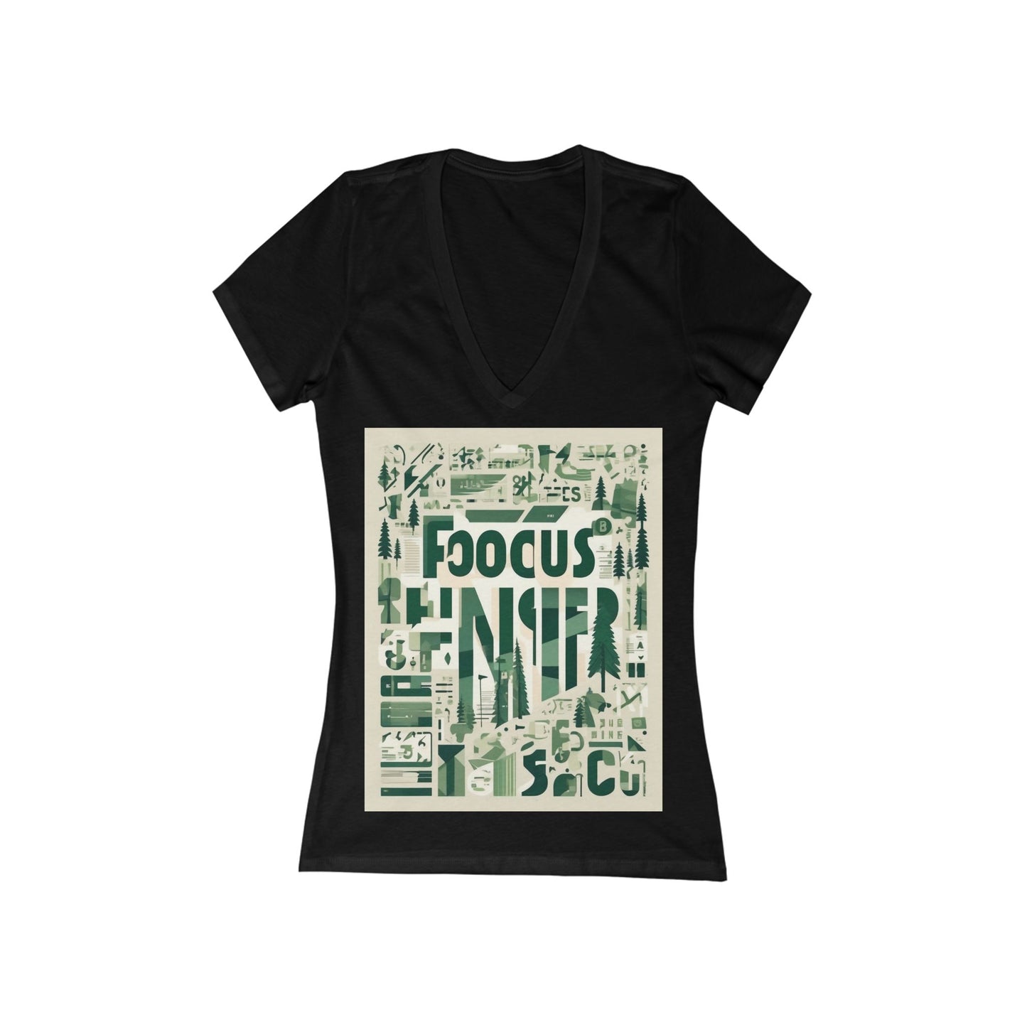 boostlete-boost-mode-type-focus-finish-banner-modern-0113 — Women's Deep V-Neck Tee (B+C 6035)