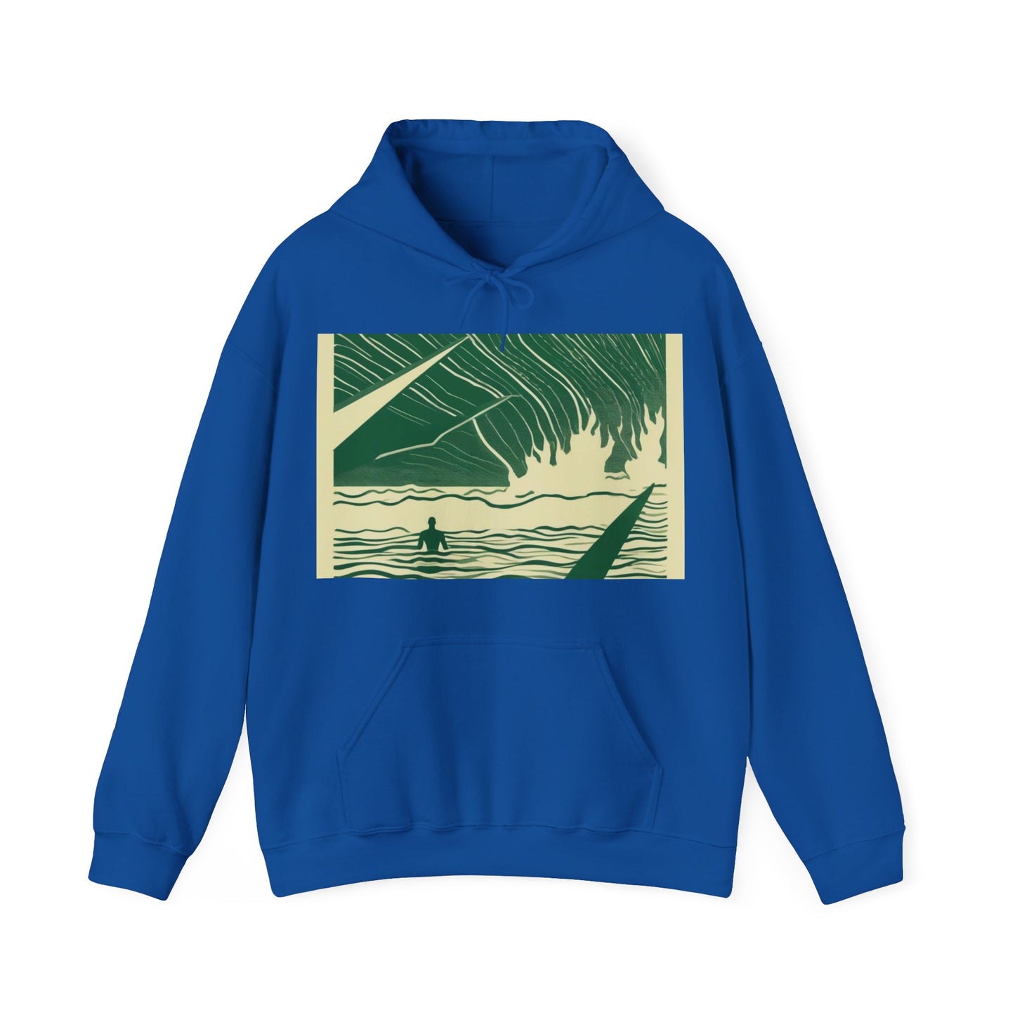 boostlete-mile-by-mile-icon-swimmer-motion-isometric-0078 — Unisex Heavy Blend Hooded Sweatshirt (Gildan)
