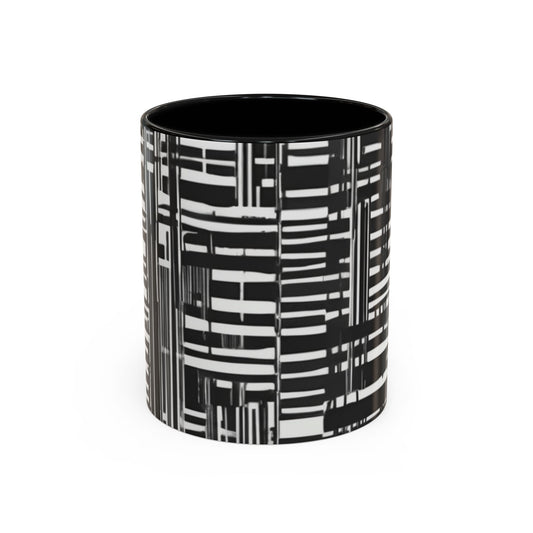 boostlete-iron-intent-pattern-barcode-line-art-0599 — Accent Mug 11/15oz