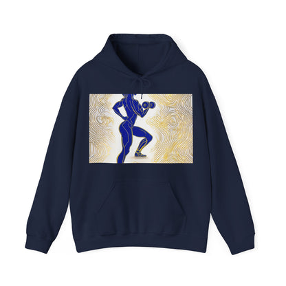 boostlete-iron-intent-scene-lunge-neon-line-art-0392 — Unisex Heavy Blend Hoodie (G18500)