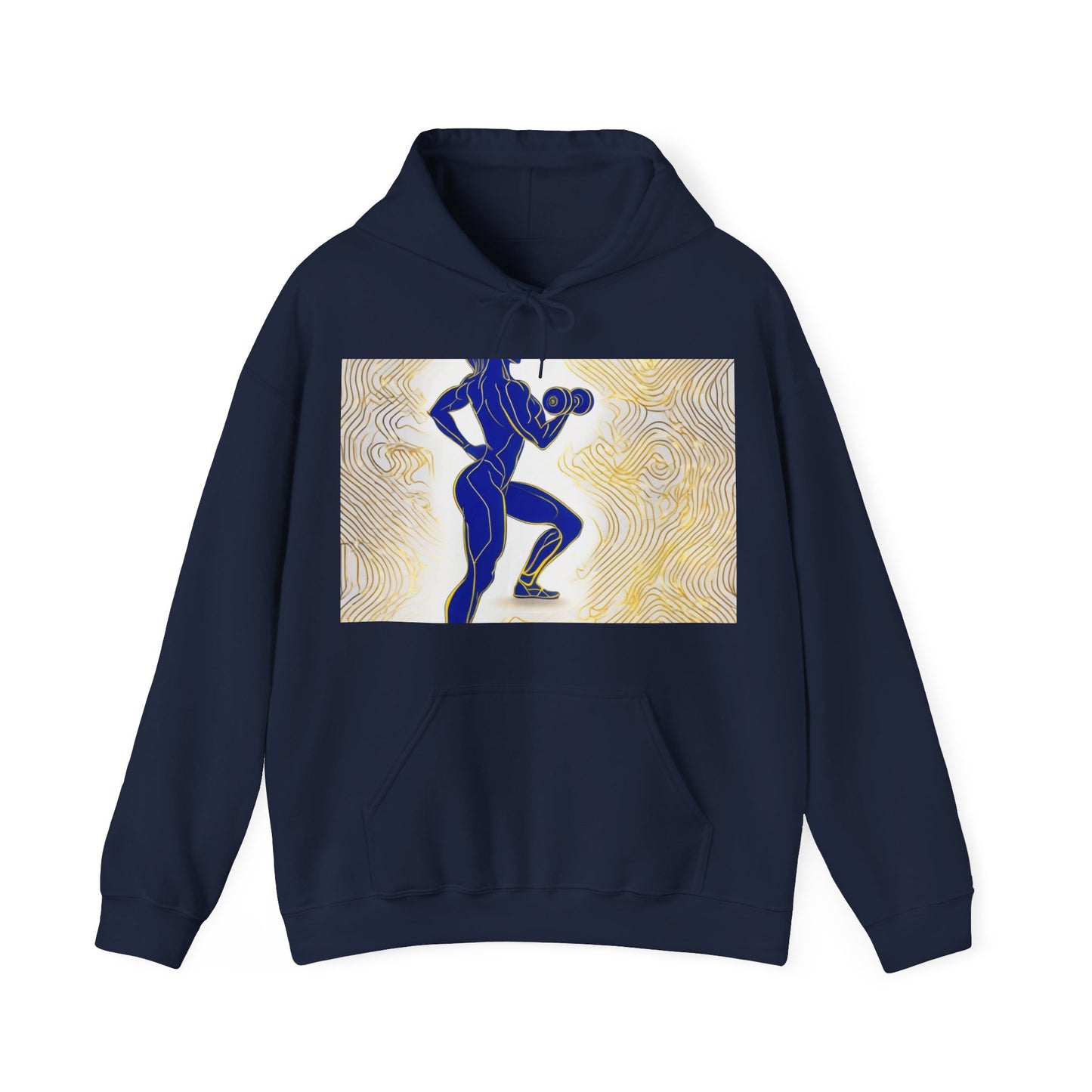 boostlete-iron-intent-scene-lunge-neon-line-art-0392 — Unisex Heavy Blend Hoodie (G18500)