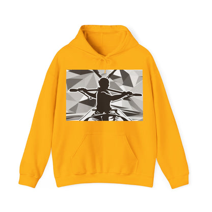 boostlete-am-crew-scene-rower-outline-geometric-0060 — Unisex Heavy Blend Hooded Sweatshirt (Gildan)