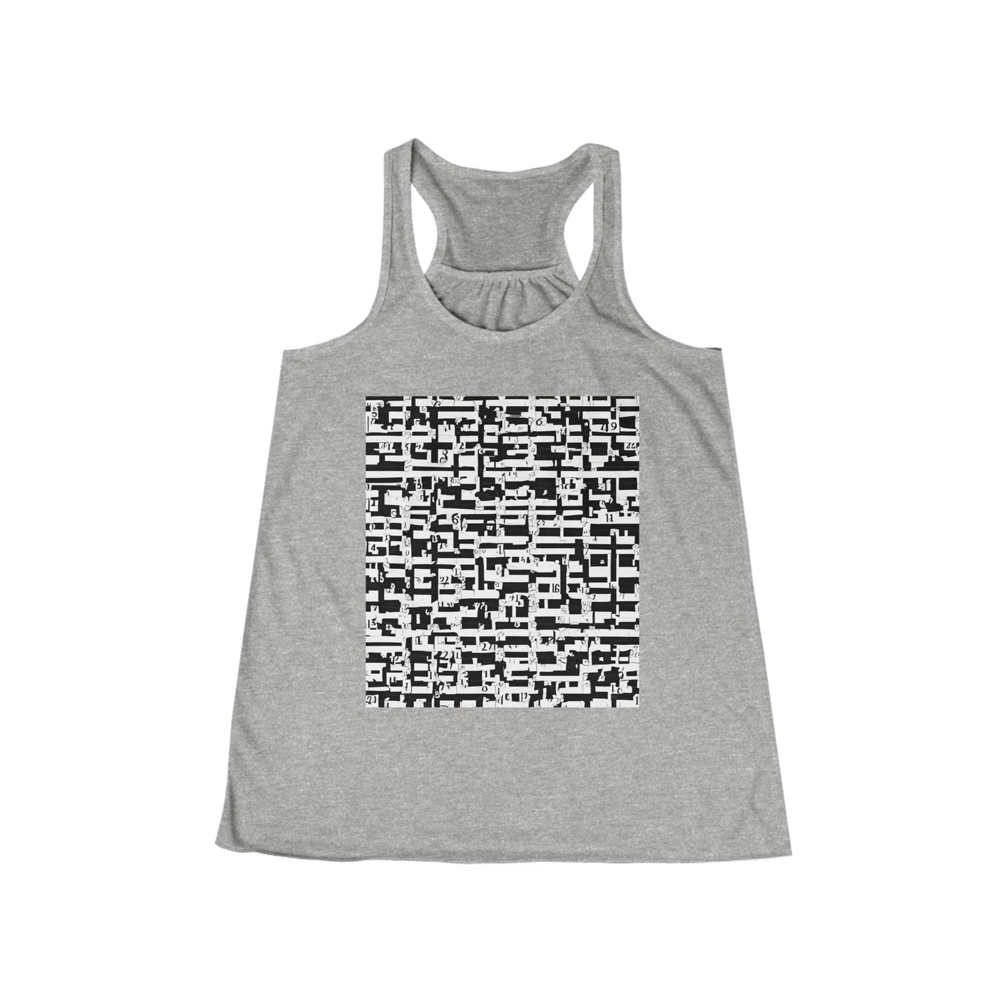boostlete-iron-intent-pattern-plate-number-badge-0171 — Women's Flowy Racerback Tank (B+C 8800)