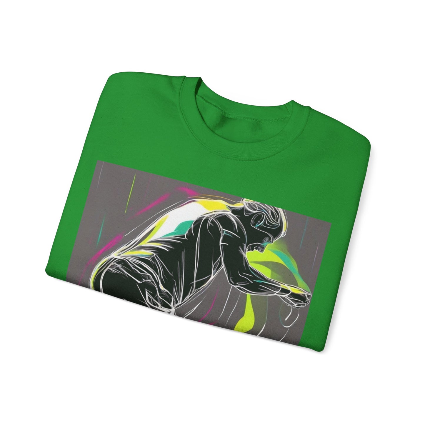 boostlete-iron-intent-scene-athlete-neon-monoline-0140 — Unisex Heavy Blend Crewneck Sweatshirt (Gildan)