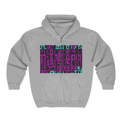 boostlete-iron-intent-pattern-plate-number-retro-0227 — Unisex Heavy Blend Full-Zip Hooded Sweatshirt