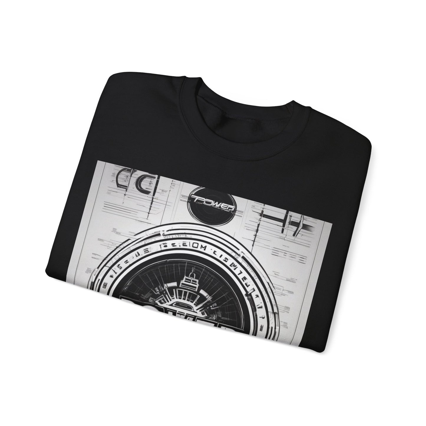 boostlete-boost-mode-type-power-in-quiet-badge-blueprint-0245 — Unisex Heavy Blend Crewneck Sweatshirt (Gildan)