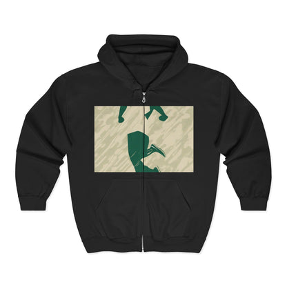 boostlete-am-crew-icon-runner-grainy-blueprint-0134 — Unisex Heavy Blend Full-Zip Hooded Sweatshirt