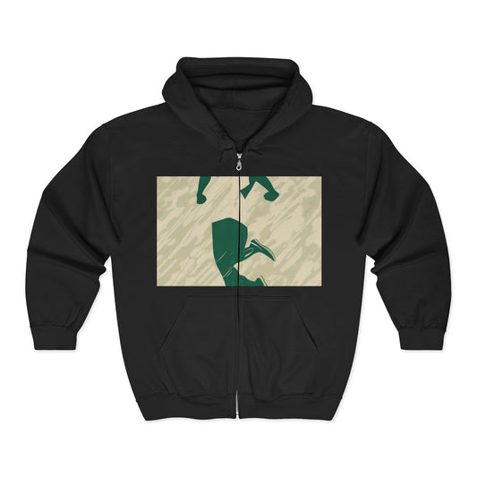 boostlete-am-crew-icon-runner-grainy-blueprint-0134 — Unisex Heavy Blend Full-Zip Hooded Sweatshirt