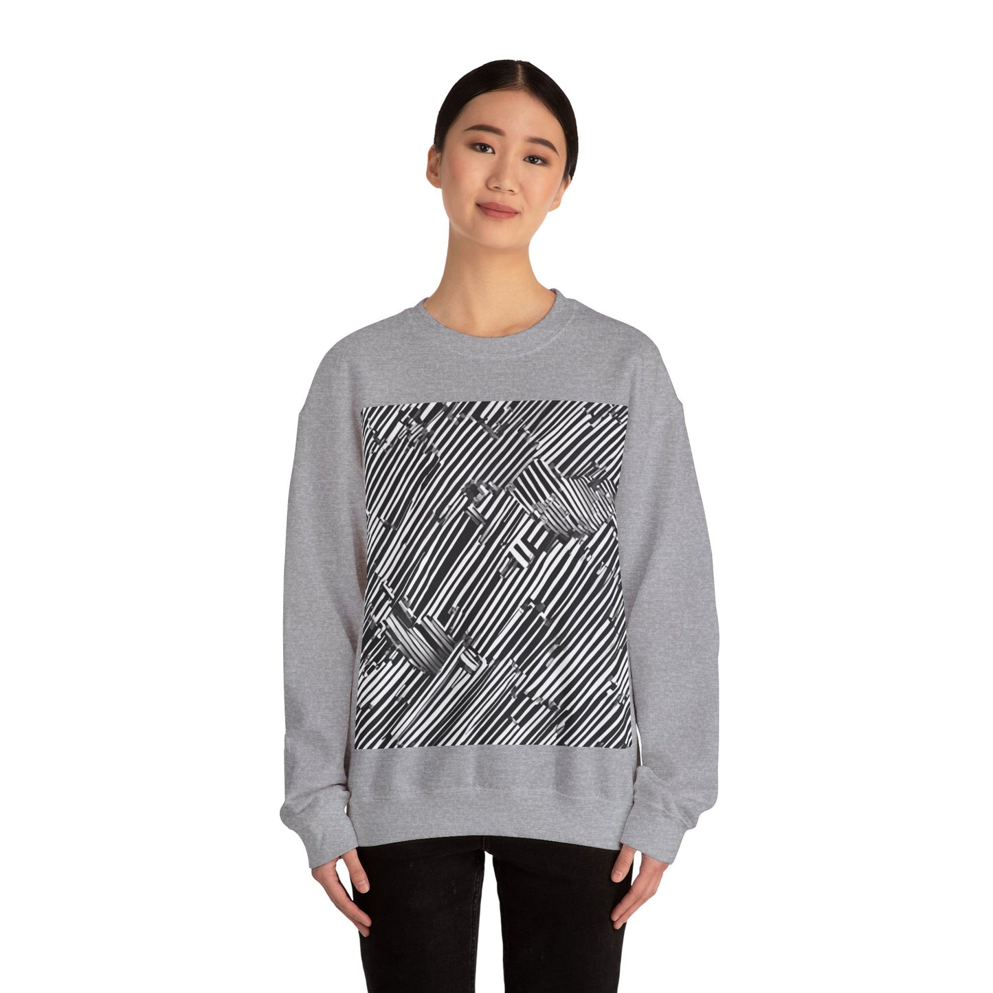 boostlete-mile-by-mile-pattern-barcode-monoline-0059 — Unisex Heavy Blend Crewneck Sweatshirt (Gildan)