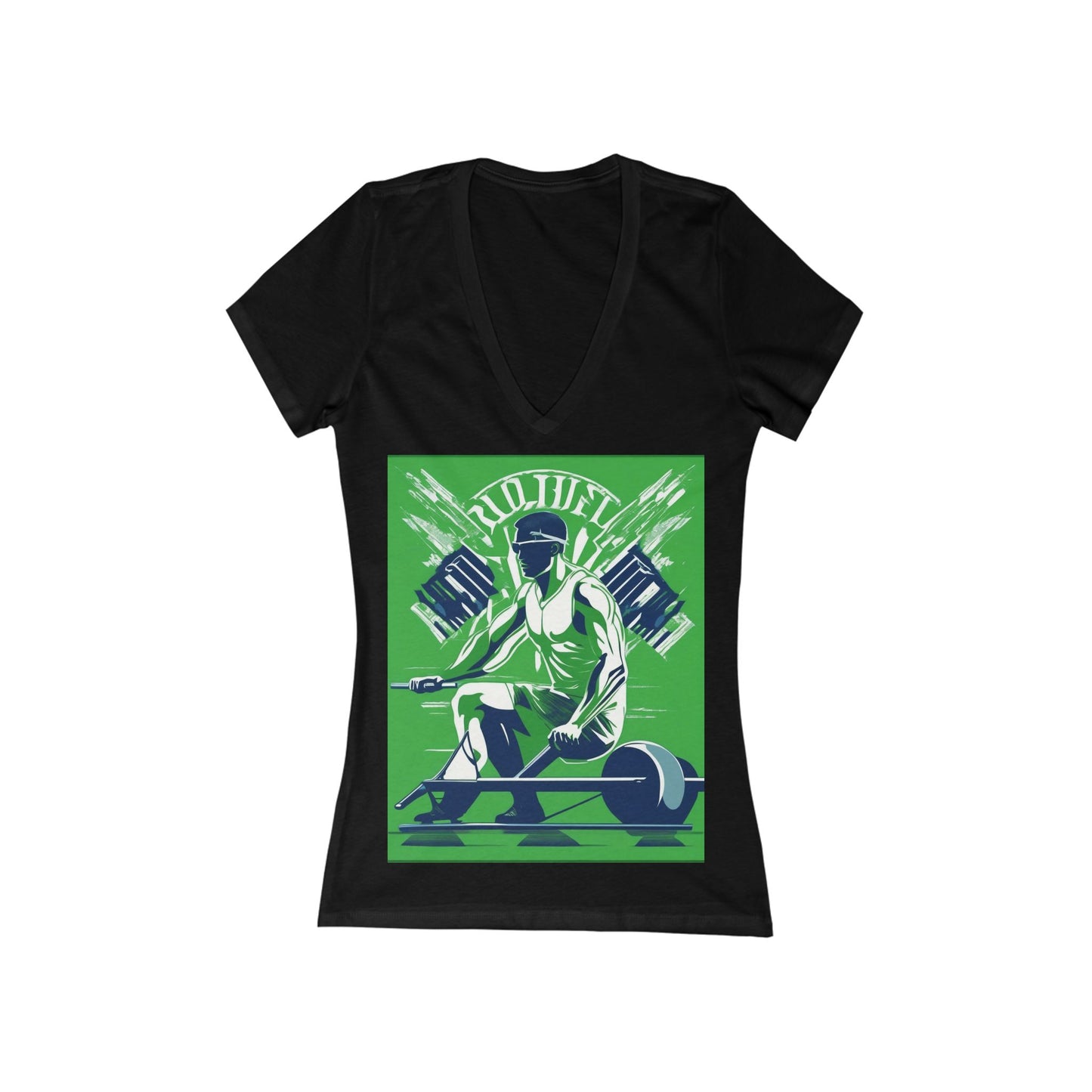 boostlete-am-crew-scene-rower-grainy-bold-0172 — Women's Deep V-Neck Tee (B+C 6035)