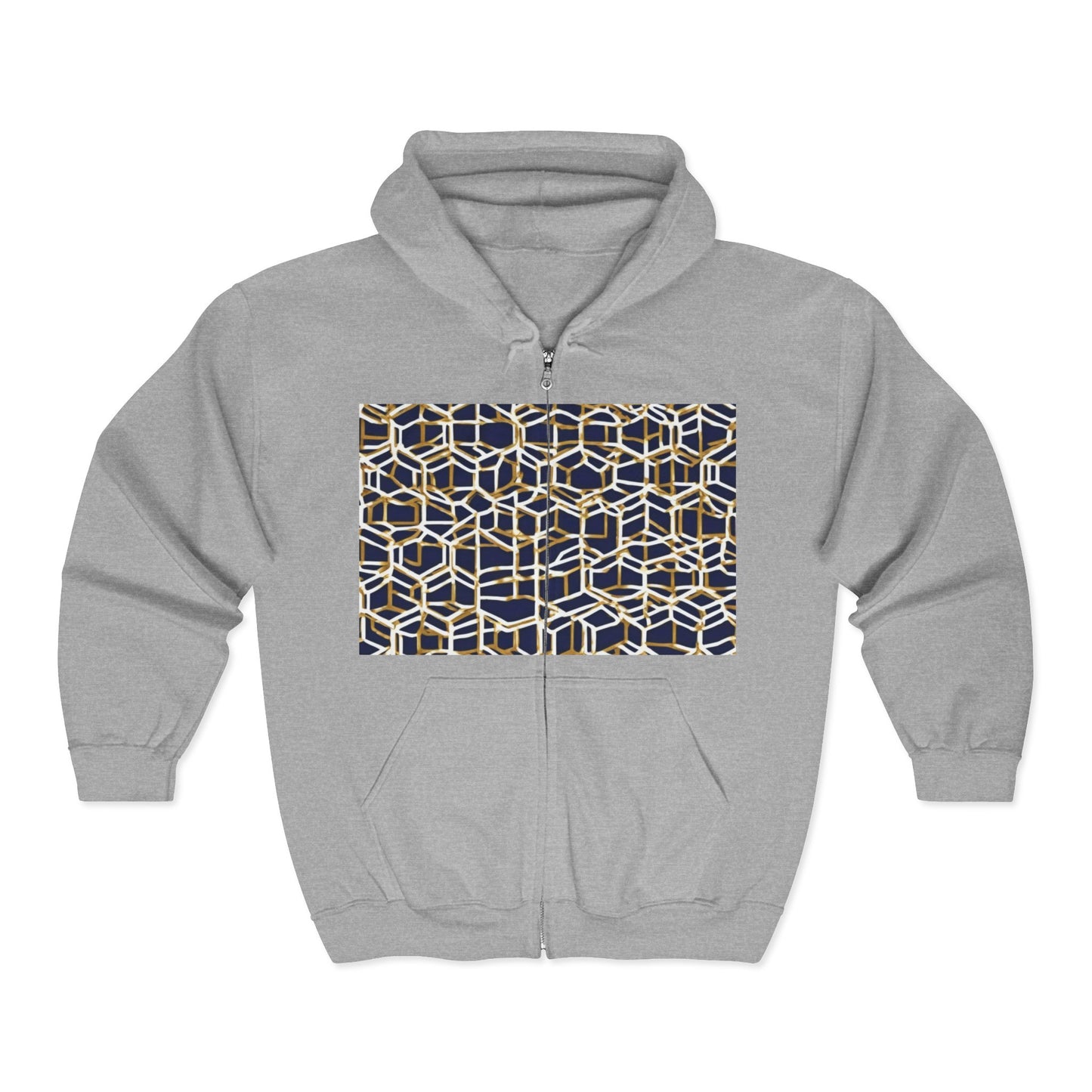 boostlete-am-crew-pattern-hex-industrial-0131 — Unisex Heavy Blend Full-Zip Hooded Sweatshirt