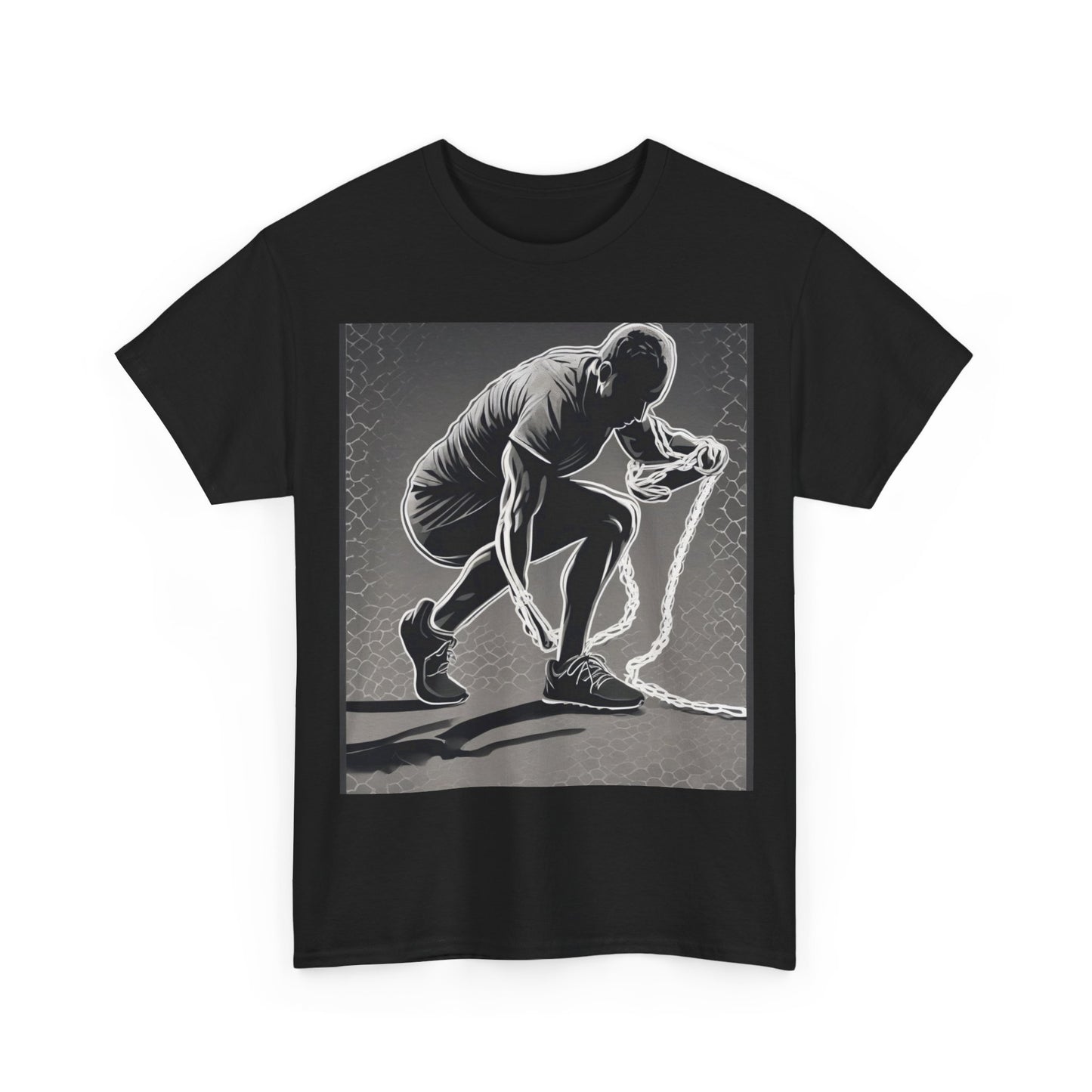 boostlete-recovery-progress-scene-runner-halftone-engraved-0068 — Unisex Heavy Cotton Tee (Gildan 5000)