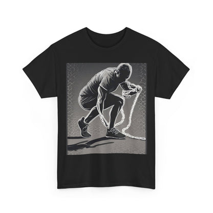 boostlete-recovery-progress-scene-runner-halftone-engraved-0068 — Unisex Heavy Cotton Tee (Gildan 5000)