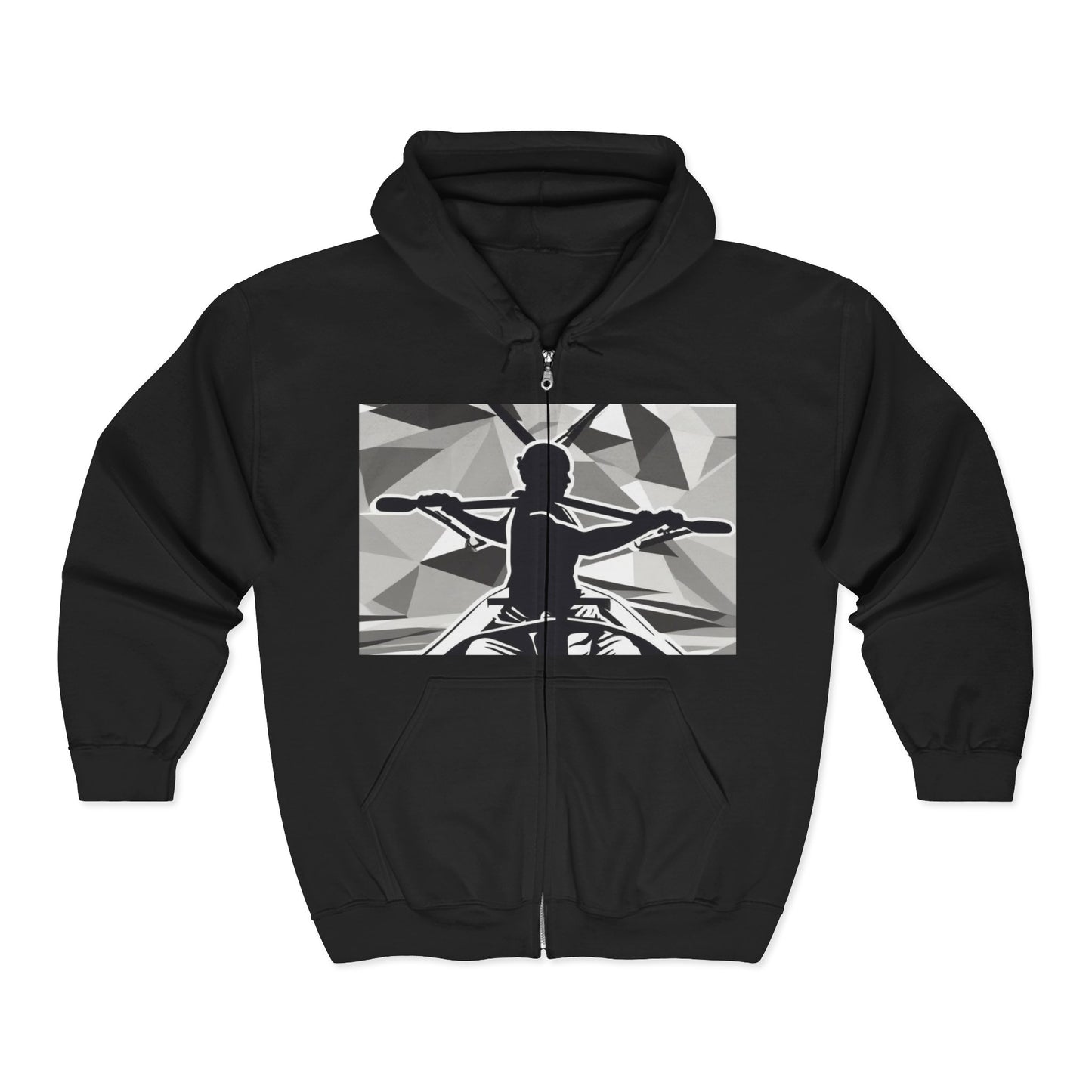 boostlete-am-crew-scene-rower-outline-geometric-0060 — Unisex Heavy Blend Full-Zip Hooded Sweatshirt