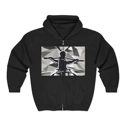 boostlete-am-crew-scene-rower-outline-geometric-0060 — Unisex Heavy Blend Full-Zip Hooded Sweatshirt