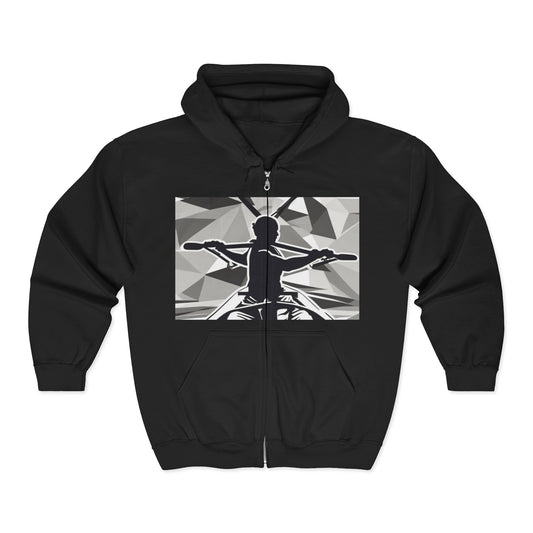 boostlete-am-crew-scene-rower-outline-geometric-0060 — Unisex Heavy Blend Full-Zip Hooded Sweatshirt