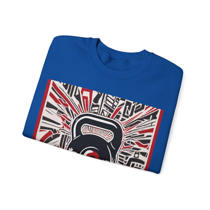 boostlete-recovery-progress-icon-kettlebell-outline-industrial-0366 — Unisex Heavy Blend Crewneck Sweatshirt (Gildan)