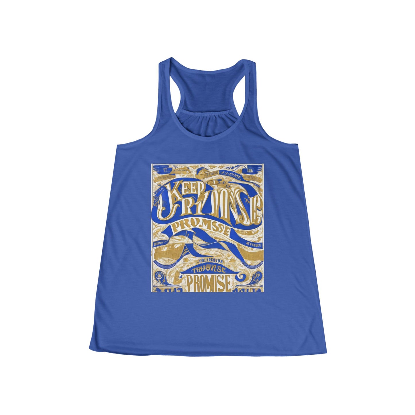 boostlete-am-crew-type-keep-the-promise-split-engraved-0101 — Women's Flowy Racerback Tank (B+C 8800)
