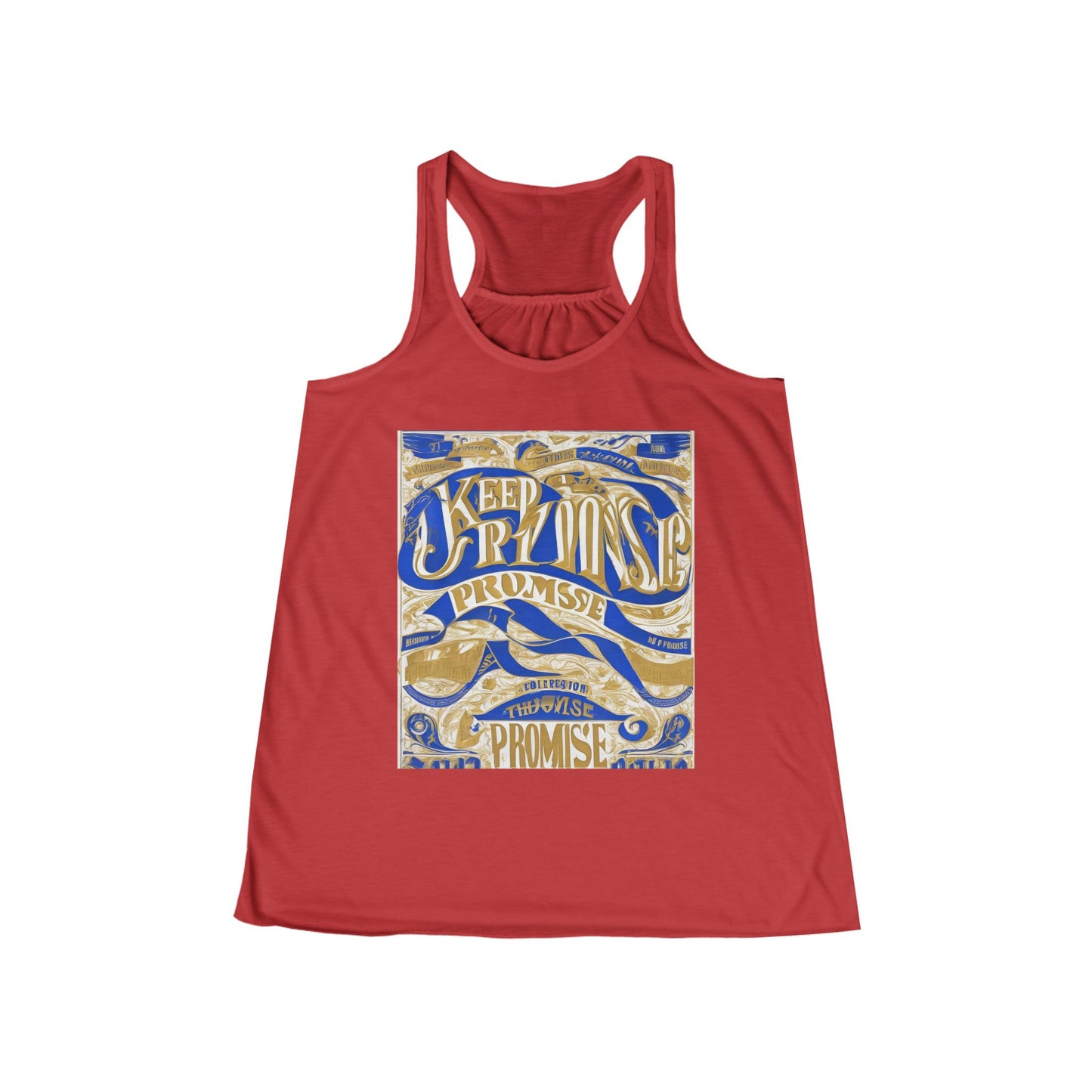 boostlete-am-crew-type-keep-the-promise-split-engraved-0101 — Women's Flowy Racerback Tank (B+C 8800)