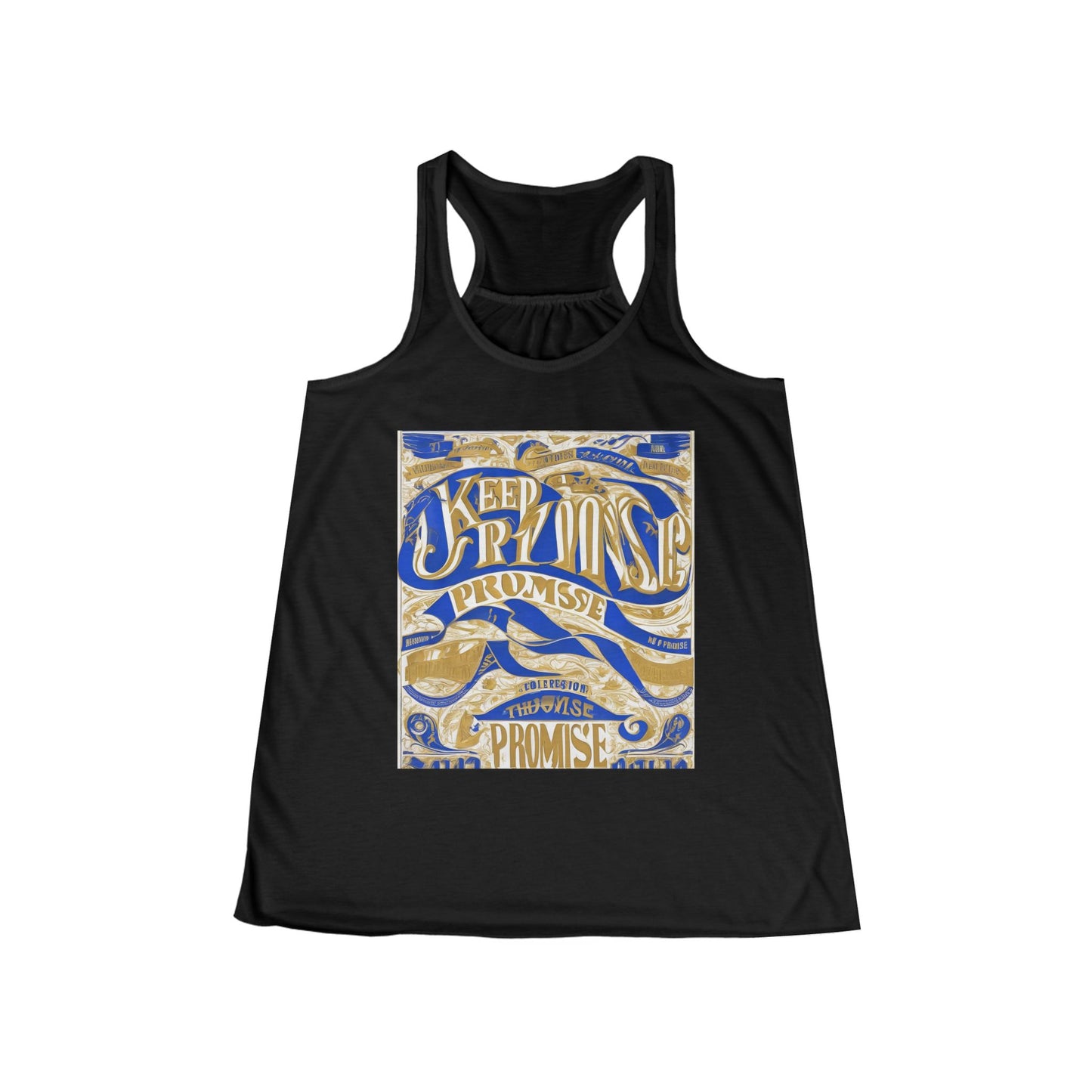 boostlete-am-crew-type-keep-the-promise-split-engraved-0101 — Women's Flowy Racerback Tank (B+C 8800)