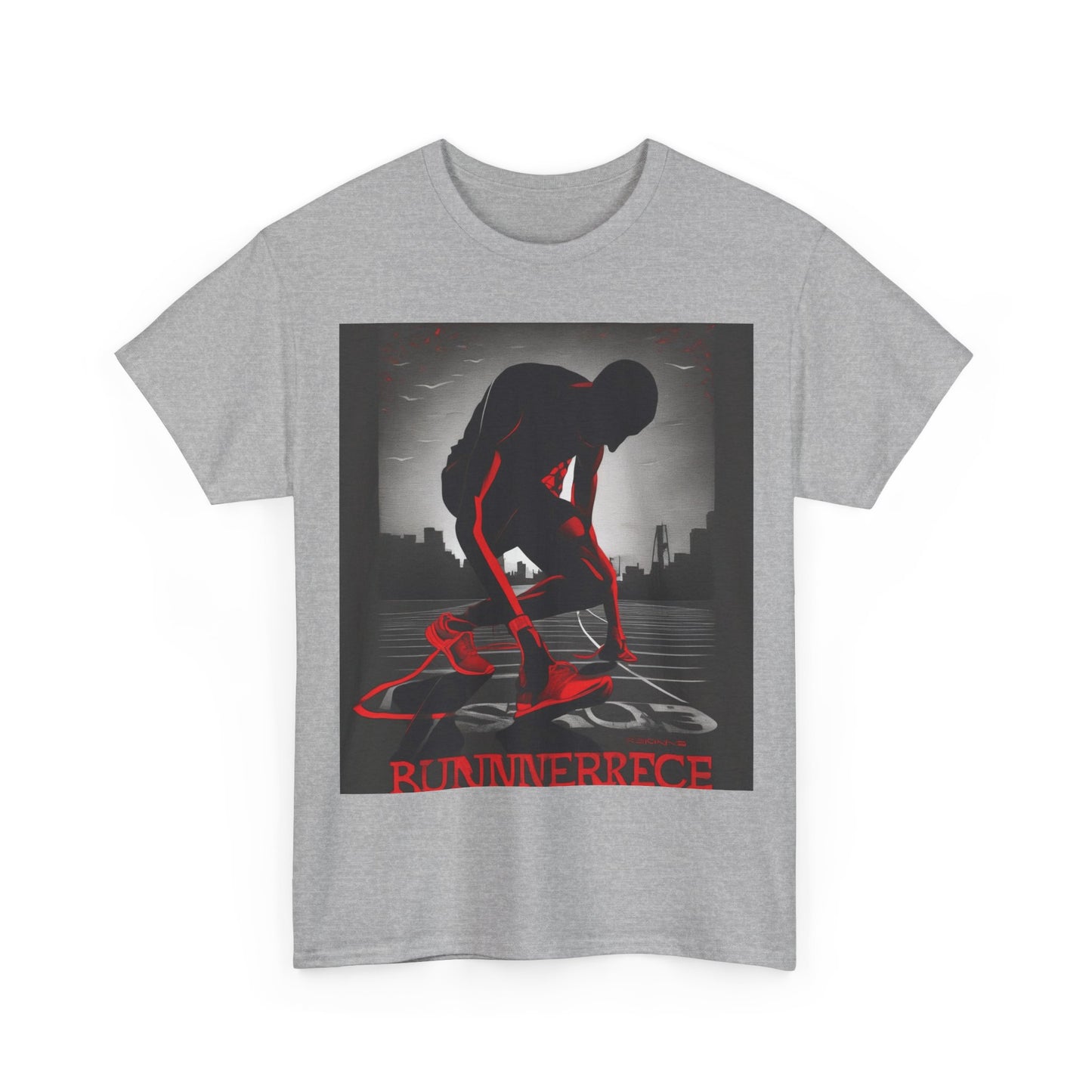 boostlete-mile-by-mile-scene-runner-grainy-bold-0168 — Unisex Heavy Cotton Tee (Gildan 5000)