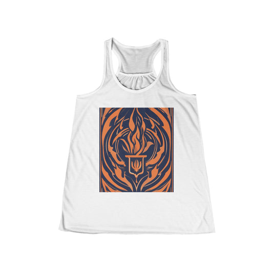 boostlete-quiet-power-icon-flame-duotone-athletic-0158 — Women's Flowy Racerback Tank (B+C 8800)