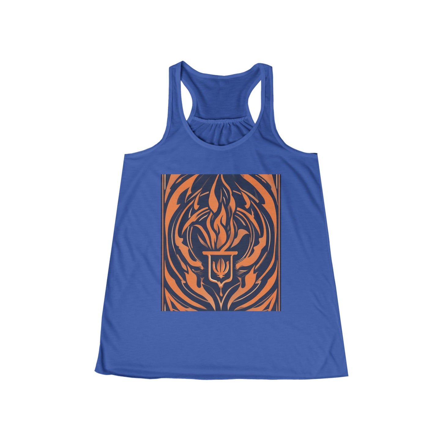 boostlete-quiet-power-icon-flame-duotone-athletic-0158 — Women's Flowy Racerback Tank (B+C 8800)