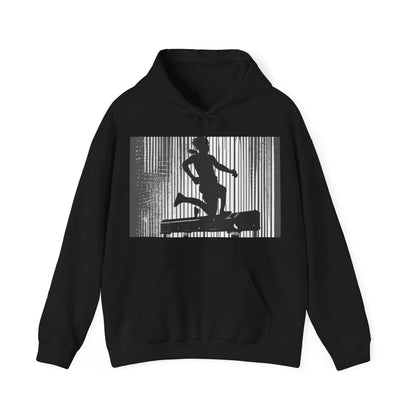 boostlete-am-crew-scene-hurdler-halftone-badge-0956 — Unisex Heavy Blend Hoodie (G18500)