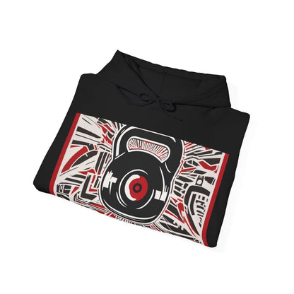 boostlete-recovery-progress-icon-kettlebell-outline-industrial-0366 — Unisex Heavy Blend Hooded Sweatshirt (Gildan)